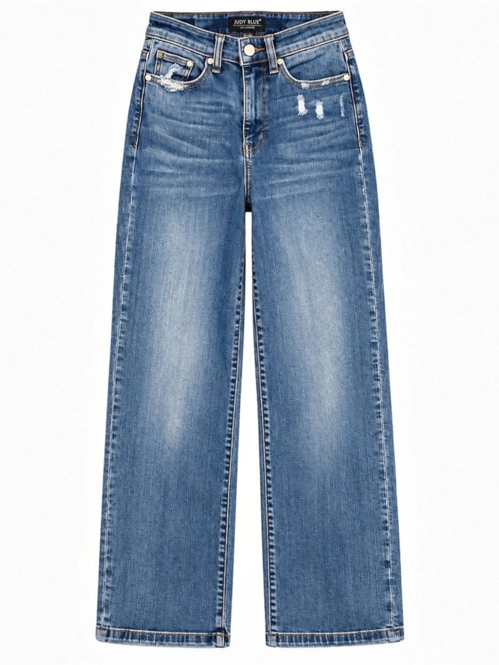 Judy Blue High Rise Cropped Wide Leg Jeans Distressed Size 3/26